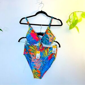 Kona Sol Tropical Print Bikini Swimsuit New With Tags from Target Size Small